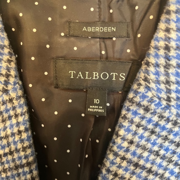Blue plaid houndstooth Talbots blazer size 10 - Picture 5 of 5